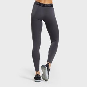 Gymshark M Fit Seamless Full Length Legging Gray Black Spell Out Waistband